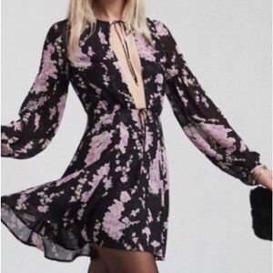 Women's Reformation Black Pink Floral Mini Dress Size 6
